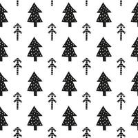 Scandinavian seamless pattern with doodle fir trees. vector