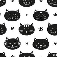 Seamless pattern with cat faces. vector