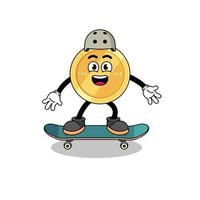 hong kong dollar mascot playing a skateboard vector