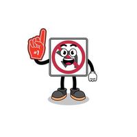 Cartoon mascot of no left or U turn road sign number 1 fans vector