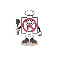 Mascot Illustration of no right turn road sign chef vector