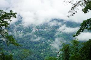 The View of House in Mountain in a Cloudy Day of North Bengal photo