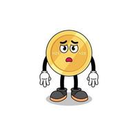 new zealand dollar cartoon illustration with sad face vector