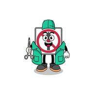 Illustration of no thru movement road sign mascot as a surgeon vector