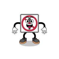 no thru movement road sign cartoon with surprised gesture vector