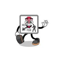 stop here for pedestrians cartoon walking vector