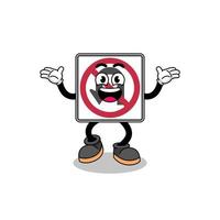 no U turn road sign cartoon searching with happy gesture vector