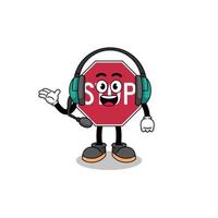 Mascot Illustration of stop road sign as a customer services vector