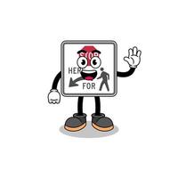 stop here for pedestrians cartoon doing wave hand gesture vector