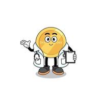 Cartoon mascot of danish krone doctor vector