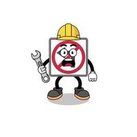 Character Illustration of no left turn road sign with 404 error vector