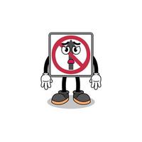 no thru movement road sign cartoon illustration with sad face vector