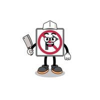 Mascot of no right turn road sign as a butcher vector