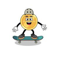 swedish krona mascot playing a skateboard vector