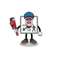 stop here for pedestrians illustration cartoon as a plumber vector