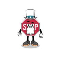 Illustration of stop road sign cartoon with i want you gesture vector