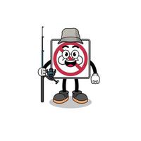 Mascot Illustration of no bicycles road sign fisherman vector