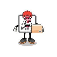 stop here for pedestrians mascot cartoon as an courier vector