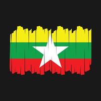 Ilustración de vector de cepillo de bandera de myanmar