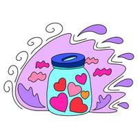 A coin box with hearts. Congratulations on Valentine's Day. This is a vector picture in the style of a comic book