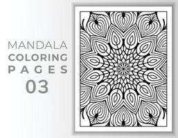 Hand drawn outlined mandala coloring page interior vector