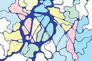 Abstract background, colorful blots with blue outline, flat vector, method of working with the unconscious, new neural connections, Piskarev's neurographics vector