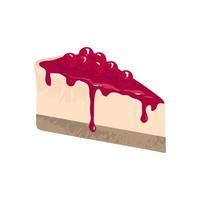 A piece of cheese cake with berry jam drops vector