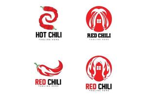 Red Chili Logo, Hot Chili Peppers Vector, Chili Garden House Illustration, Company Product Brand Illustration vector