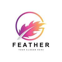 Feather Logo, Animal Wing Design, Vector Icon Template Simple