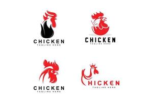 Grilled Chicken Barbecue Logo Design,Chicken Head Vector, Company Brand vector