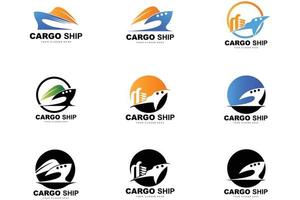 Cargo Ship Logo, Fast Cargo Ship Vector, Sailboat, Design For Ship Manufacturing Company, Waterway Sailing, Marine Vehicles, Transport, Logistics vector