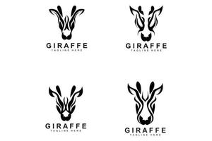 Giraffe Logo Design, Giraffe Head Vector Silhouette, High Neck Animal, Zoo, Tattoo Illustration, Product Brand