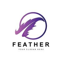 Feather Logo, Animal Wing Design, Vector Icon Template Simple