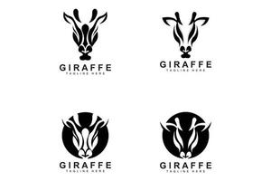 Giraffe Logo Design, Giraffe Head Vector Silhouette, High Neck Animal, Zoo, Tattoo Illustration, Product Brand