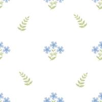 Floral seamless pattern with blue decorative cornflower on white background. Vector illustration. Botanical pattern for decor, design, packaging, wallpaper, textile and print.