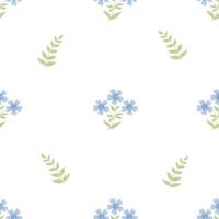 Floral seamless pattern with blue decorative cornflower on white background. Vector illustration. Botanical pattern for decor, design, packaging, wallpaper, textile and print.