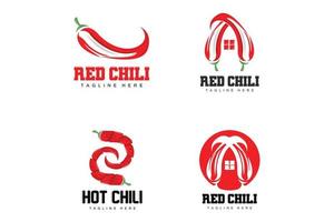 Red Chili Logo, Hot Chili Peppers Vector, Chili Garden House Illustration, Company Product Brand Illustration vector