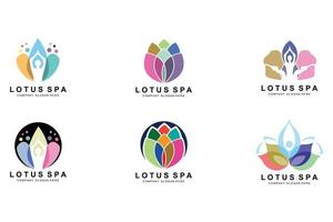 diseño del logotipo de yoga, ilustración de iconos deportivos fitness y concentración mental y corporal vector