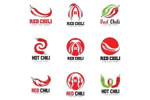 logotipo de chile rojo, vector de chile picante, ilustración de la casa del jardín de chile, ilustración de la marca del producto de la empresa