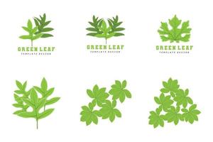 diseño de logotipo de líneas de hojas, iconos de fondo ilustraciones colores pastel vector
