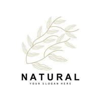 sencillo botánico hoja y flor logo, vector natural línea estilo, decoración diseño, bandera, volantes, Boda invitación, y producto marca