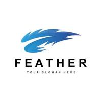 Feather Logo, Animal Wing Design, Vector Icon Template Simple