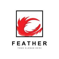 Feather Logo, Animal Wing Design, Vector Icon Template Simple