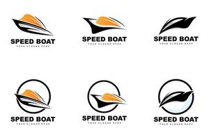 Speed Boat Logo, Fast Cargo Ship Vector, Sailboat, Design For Ship Manufacturing Company, Waterway Shipping, Marine Vehicles, Transportation vector