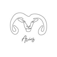 Astrology zodiac sign Aries horoscope symbol in line art style isolated on white background vector