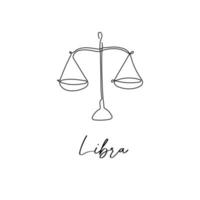 Astrology zodiac sign Libra horoscope symbol in line art style isolated on white background vector