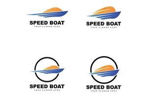 logotipo de lancha rápida, vector de carga rápida, velero, diseño para la empresa de fabricación de barcos, transporte marítimo, vehículos marinos, transporte