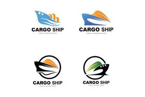 logotipo de buque de carga, vector de buque de carga rápida, velero, diseño para empresa de fabricación de buques, navegación fluvial, vehículos marinos, transporte, logística