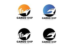 logotipo de buque de carga, vector de buque de carga rápida, velero, diseño para empresa de fabricación de buques, navegación fluvial, vehículos marinos, transporte, logística