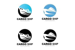 logotipo de buque de carga, vector de buque de carga rápida, velero, diseño para empresa de fabricación de buques, navegación fluvial, vehículos marinos, transporte, logística